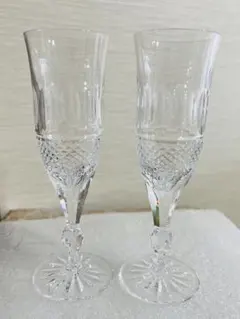高級品　HOYAクリスタル　切子シャンパングラス　2個セット　江戸切子