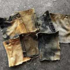 ② デニムリメイク　コーヒー染めデニムハギレ　7枚