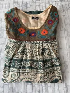 【Flower children】花柄刺繍付き長袖チュニック