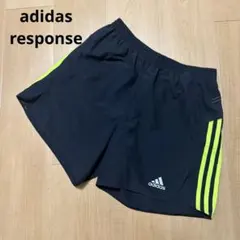 adidas レスポンス 黒 蛍光イエロー ショートパンツ ランニングパンツ