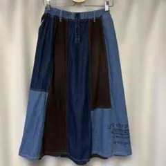 パッチワークデニムロングスカート
