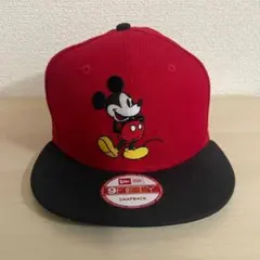 NEW ERA×DISNEY キャップ レッド×ブラック ミッキー フリーサイズ