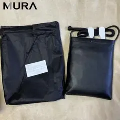 MURA ムラ 牛革レザー サコッシュ ショルダーバッグ メンズ レディース 黒のサムネイル