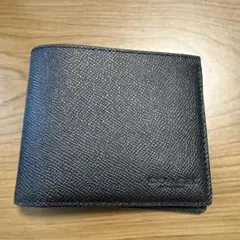 黒 二つ折り財布　coach新品　合成繊維製