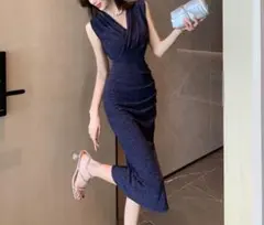 高級感溢れる✦シンプルロングドレス✦Vネック女子会デートに最適♪