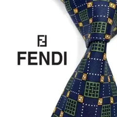 美品✨FENDI ネクタイ フェンディ FFロゴ ズッカ柄 グリーンジャガード 