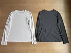 ホワイト・グレー ラグランスリーブ長袖Tシャツ 2枚セット