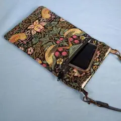 スマホポーチ(ウィリアム・モリス＊いちご泥棒 ブラック)