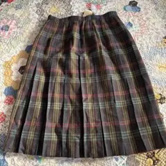新品未使用　vintage チェック柄 プリーツスカート 日本製