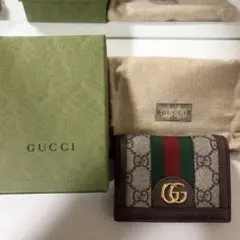GUCCI オールドグッチ シェリーライン 二つ折り財布 ネイビー 138043 