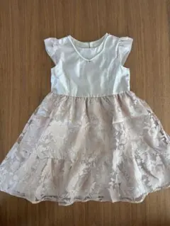 フラワー柄レースドレス（ホワイト・ピンク）