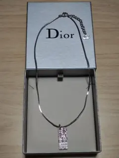Christian Dior ネックレス ピンク シルバー ロゴ 約36cm