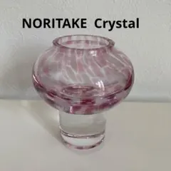ノリタケ　クリスタル　一輪挿し　花瓶　花器　フラワーベース　ピンク　置物