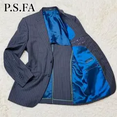 美品 P.S.F.A シルク混 ANGELICO L 紺ジャケット ストライプ