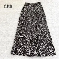 フィフス レオパードプリーツスカート シフォン ウエストゴム カジュアル 洗える