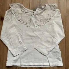 H&M アイボリー レース襟付き 長袖カットソー トップス