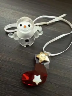 スワロフスキー スノーマン　クリスマスオーナメント　ブーツソックス　セット