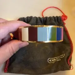 美品】COACH コーチ バングル ブレスレット チェック柄 ゴールド 