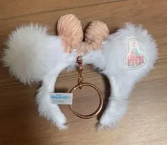 ディズニー 40周年 もこもこホワイトカチューシャキーチェーン ミニーマウス