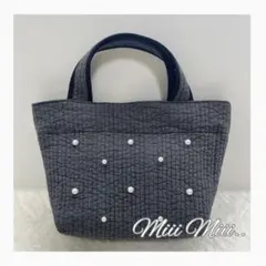 ⭐️新品NUBIパール付き キルティング トートバッグ ライトグレー 