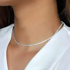 つけっぱなし♡CZ ダイヤ テニスチェーン ネックレス サージカルステンレス