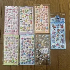 【可愛い動物】ボンボンドロップ風シール6枚＋おまけ（スティッチ１枚）