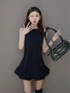 ダーリッチ Darich ノースリーブ デニム ミニワンピース F-Lサイズ
