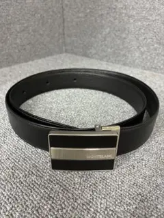 【MONTBLANC】モンブラン レザーベルト ブラック バックル ロゴ