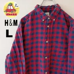 USA古着 H＆M ネルシャツ　L レッド　ネイビー　チェック