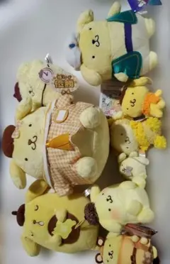 【新品】ポムポムプリン ぬいぐるみ マスコット 詰め合わせセット ほぼ新品・超絶レア】ポムポムプリン ぬいぐるみ マスコット