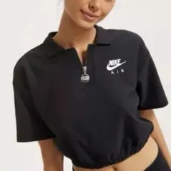 Nike AIR ブラック クロップド　ショート丈　アノラック　ハーフジップ　黒