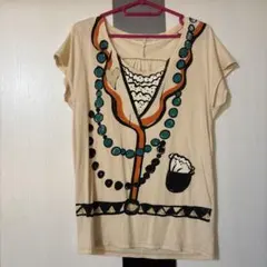 ツモリチサト　アートプリント 半袖Tシャツ アイボリーのサムネイル