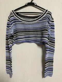 SHEIN サマーニットストライプデザイン透かし編みセーター