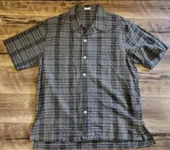 50s 60s フレンチ オンブレ 開襟 チェック シャツ 半袖 タグ付き