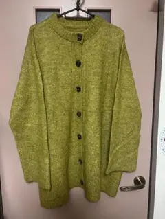 新品　ゆったり　クールネック　カーディガン　ミックスきなり　M(3Lの方OK)