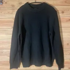 ナノユニバース 黒 ワッフルニット クルーネック