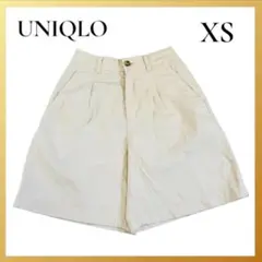 상태좋음 ・希少XS✨ユニクロ リネンブレンド タックショートパンツ ベージュ 美脚