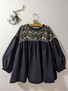 ハンドメイド 　襟なしギャザー トップス　130cm