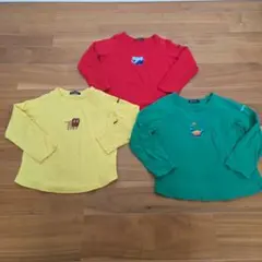 moujonjon 長袖カットソー 3点セット（赤・緑・黄色）