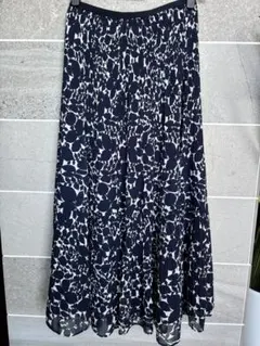 UNIQLO ネイビー/ホワイト プリーツスカート M