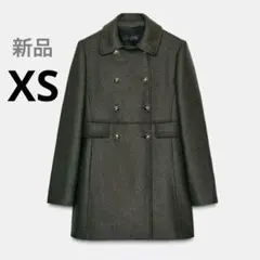 ZARA ウールダブルブレストコート 新品 XS カーキ
