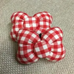 ♡コメントで二個450円に！赤ギンガムチェックのミニーちゃん型ゴム♡