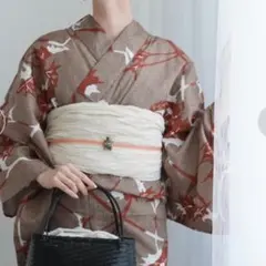 utatane レディース浴衣帯下駄 3点セット【ココアと赤茶のあざみ砂嵐