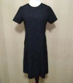 【ハンドメイド】昭和レトロワンピース 地模様あり 黒 Ｍ～Ｌ