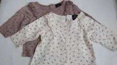 プティマイン　肩フリル花柄長T　2枚セット