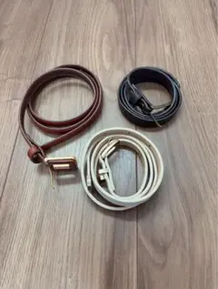 レディース ベルト 3本セット ブラウン ホワイト ダークブラウン