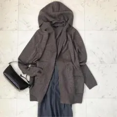 M*i様 セオリー　フード付きニットカーディガン　S　ブラウン