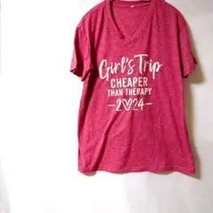 美品✨ Tシャツ 2024年モデル　М　ピンク ロゴＴ　Vネック