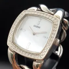 美品 新品電池 GUESS ゲス レディース シルバー ストーン チェーンのサムネイル
