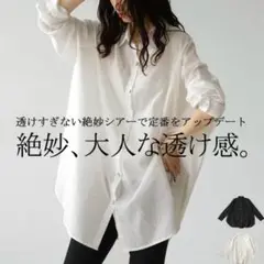 【新品未使用タグ付】アンティカ　シアー ワイドシャツ ホワイト フリーサイズ
